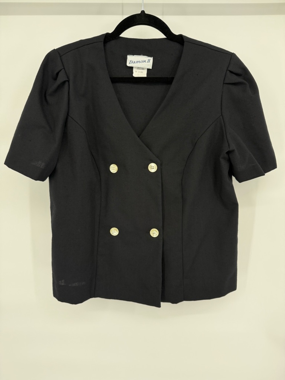 Vintage Damon II Blazer Top Womens 14 Puff Short Sleeve Minimalist Corpcore Work